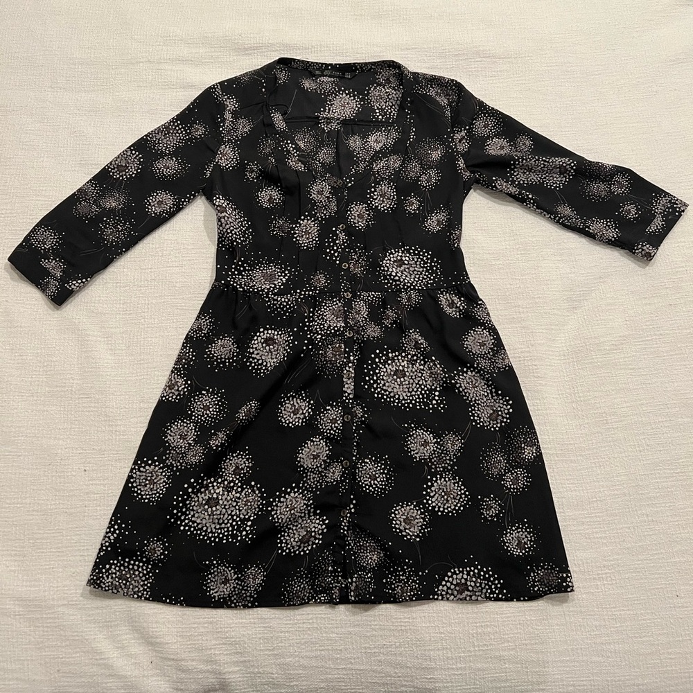 Zara Navy Blue Print Dress